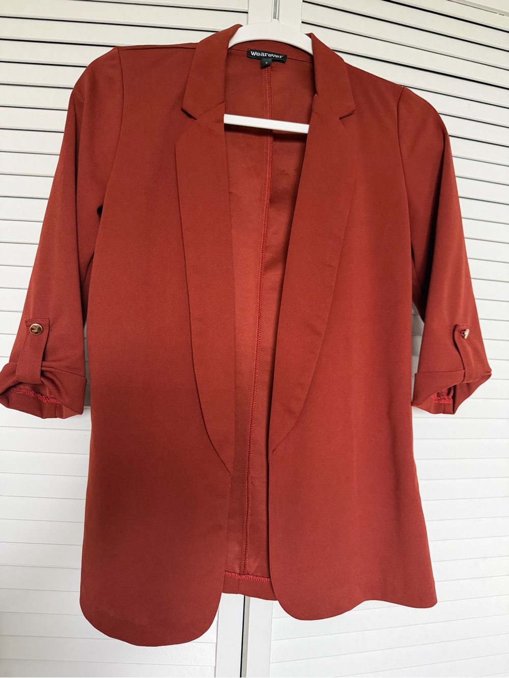 Weavers Womens Brick-Red Open Front Tunic Blazer